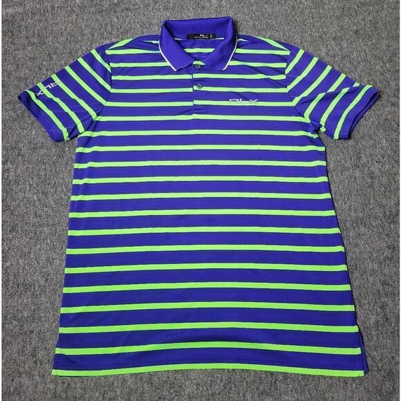 Rare Rlx Ralph Lauren Polo Shirt Mens L Green Stripe Performance Golf Tour Issue - Picture 1 of 10